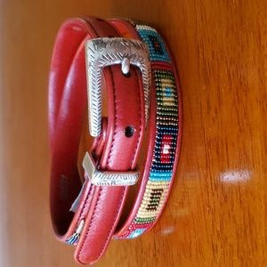 Brighton 03507 Red Leather Beaded Belt